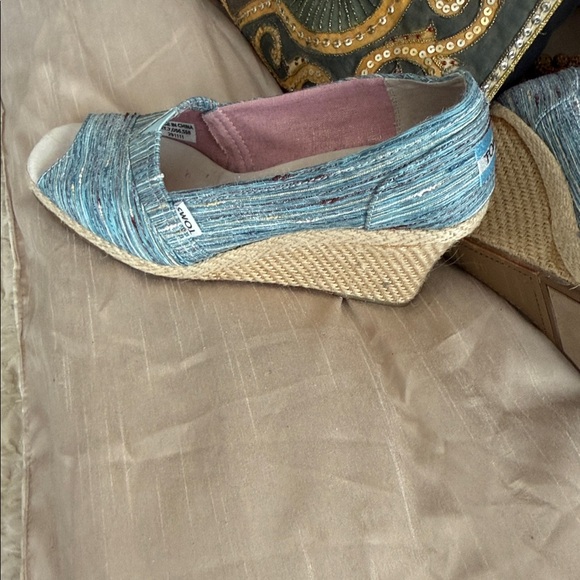 TOMS Women's Teal Espadrille Peep-Toe Shoes 9 1/2 - Picture 13 of 16